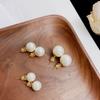 Pendientes Redondos de Perla Bertha Liya Estilo Francés para Mujer, Aguja de Plata s925, Moda Elegante, Versátiles para el Trabajo