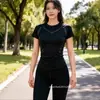 Bestseller transfronteiriço na Europa e América: Top feminino curto justo de verão com estampa única, gola redonda, adequado para lazer ao ar livre, esportes e yoga indoor.