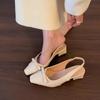 Sandalias Abiertas de Tacón Grueso Cuadrado con Lazada Estilo Francés Espalda Descubierta para Mujer 2025 Nuevo Estilo Suave con Vestido
