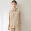 Chaleco de punto sin mangas 100% cachemira hecho con hilo Consinee, nuevo otoño/invierno para mujer, de corte holgado, con cuello en V grande