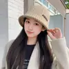 Chapéu Bucket de Tricô Quente Feminino Outono Inverno Novo Estilo Coreano Celebridade da Internet Versátil Simples Moda Proteção contra Frio Chapéu de Pescador