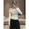 Primavera e Outono 260g Modal Rayon Cor Sólida Manga Longa Um Ombro 2026 Novo Slim Fit Top Básico