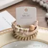 Anillo para el cabello con tarjeta de 3 piezas, simple, marrón, sin costuras, toallero elástico de alta elasticidad sin costuras, tendón de cuero, coleta alta, cuerda para el cabello