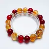 Pulsera de Cristal Natural Amarillo Torre, Ágata Roja, Fruta Roja Naranja Dulce para Mujer, Pulsera Versátil para Regalo al por Mayor