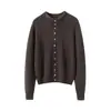 Estilo Minimalista Old Money|Versátil para el Trayecto Consinee Cárdigan de Punto 100% Cachemira Pura Suéter para Mujer Ropa Exterior Elegante