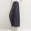 Pantalones de pierna ancha Miyake Verano para mujer Caída de tela Alto nivel Delgado Combinan con todo Casuales Cintura suelta Pantalones plisados Pantalones tipo falda holgados