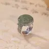 Anillo Yilu Plata S990 Plata Pura Jade Hetian Zafiros Dios Amarillo de la Riqueza Xiangyun Estilo Chino Viejo Retro Anillo de Plata Abierto