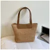 2026 Verano Nuevo Bolso Grande Tejido de Paja Bolso de Hombro Único para Viajes Diarios Bolso de Playa para Vacaciones Bolso Tote de Color Sólido de Moda