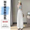 Foto real de los nuevos pantalones anchos de Tencel y lino de verano 2026, pantalones casuales holgados de cintura alta, pantalones largos de algodón y lino para mujer