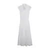 Vestido Largo de Cuello Acampanado Estilo Old Money Wanwei para Mujer Primavera 2026 Nuevo Manga Corta Volante Empalme Cintura Ceñida Vestido de Trabajo P5467