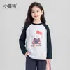 Top de Outono Little Fit para Meninas 2026 Nova Camiseta de Manga Longa para Crianças Maiores Top Casual Roupa Infantil