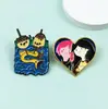Insígnias Geométricas de Animais, Acessórios para Roupas, Broches em Formato de Coração de Irmãs de Aventura de Desenho Animado no Atacado, Anti-Exposição