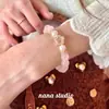Pulseira Estrela de Cristal Rosa Imitação para Mulheres, Design de Nicho de Luxo Leve, Pulseira Versátil de Alta Qualidade, Presente de Dia dos Namorados para Mulheres