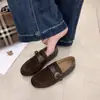Hebilla de Cinturón Estilo Old Money Zapatos de Tacón Alto para Mujer 2026 Nuevos Otoño Slip-on Punta Redonda Mocasines Retro Zapatos Individuales