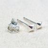 Pendientes de plata de ley S925 para mujer, con orificios para las orejas, con forma de palillo, de plata, sencillos, mini, pequeños, con aguja antibloqueo para el cartílago.