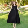 Vestido de algodão e seda sem mangas para mulheres, novo estilo de verão, plus size, corte solto, vestido longo de alta qualidade para férias na praia
