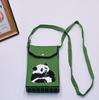 Bolso para teléfono móvil de estilo coreano con diseño de panda pequeño, bandolera de punto, bolso de mano con solapa, bolso informal para salir