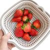 Bacia de Lavar Legumes de Camada Dupla Cinza e Branca com Cesto Drenante, Escorredor de Lavar Frutas para Cozinha, Gadget de Drenagem de Água Doméstico Conjunto de Seis Peças para Lavar Legumes