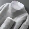 Nuevo Suéter de Lana 100% Pura para Hombre Otoño/Invierno, Suéter de Punto de Cuello Alto Parcial, Suéter Casual Holgado de Cachemira