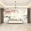 Flor de ciruelo chino flor pájaro Yutang rico fondo de pared de TV papel tapiz sala de estar dormitorio película y televisión Tela de pared mural decorativo