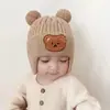 Gorro de Punto para Bebé con Orejas de Oso Pequeño Otoño Invierno Engrosado Estilo Coreano Gorro de Punto Infantil Cálido a Prueba de Viento Gorro de Lana para Bebé