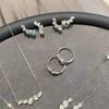 Novo luxo leve tipo gota Contas de Orvalho microincrustadas terno azul marinho colar brincos pulseira anel corrente de clavícula sorriso temperamento