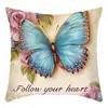 TEMU Funda de Almohada de Lino con Estampado de Mariposa 3D Imitación Color Retro Mariposa con Lentejuelas Brillantes
