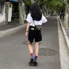 Shorts de mezclilla de cinco puntos para mujer Verano 2024 Nuevo Delgado Suelto Cintura alta Recto Pierna ancha Moderno Pantalón medio
