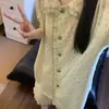 Pijama de Algodón Nube para Mujer, Estilo Coreano de Verano, Estampado Floral Pequeño, Cárdigan de Manga Corta, Shorts, Delgado, Holgado, Se Puede Usar Afuera como Ropa de Casa