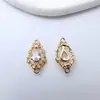 Pingente de Zircônia Microcravejado Banhado a Ouro Acessórios de Joias Cor Duradoura Recortado Gota d'Água Conexão Dupla Pendente Acessórios para Joias DIY