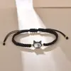 Minsheng Minzhong Design Feminino Concha Gato Preto Corda de Mão Trançada Feita à Mão Pulseira de Luxo Leve Pulseira de Namorada