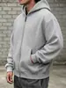 Moletom masculino com zíper pesado para primavera e outono, moletom casual estilo americano de corte solto, versátil e moderno