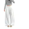 Calça atlética de perna larga estilo coreano para mulheres, nova coleção de outono, cintura alta, plissada, adequada para yoga, academia e uso casual, design de perna reta