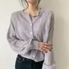 Cárdigan de Punto, Suéter Delgado Estilo Japonés Suave y Delicado con Calados, Top Holgado de Capa Base, Chal, Camisa para Aire Acondicionado