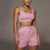 Comércio exterior Feminino cor sólida pequeno colete esportivo terno de duas peças shorts XX0194