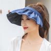 Sombrero de Sol Negro con Concha para Mujer de Verano Moda Callejera Pinza para el Cabello Diadema Sombrero de Sol Sombrero de Sol de Ala Ancha con Parte Superior Abierta para Verano