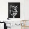 Bonito y divertido póster de vaca para baño, pintura decorativa impresa en blanco y negro, decoración artística para baño.