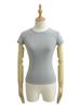 Playera Básica de Cuello Redondo Ajustada Adelgazante de Hombro Corta de Manga Corta Verano Jersey Color Sólido Combinable Top Base para Mujer