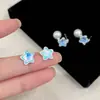 Pendientes de Pin de Plata Perla Estrellas Dulces y Lindos para Mujer Super Hada Pendientes de Alta Gama 2024 Nuevos Pendientes de Nicho Estilo Occidental
