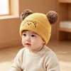 Gorro para Bebé Otoño e Invierno Cálido Gorro de Lana para Bebés Niños y Niñas Lindo Oso Gorro de Punto