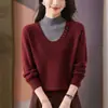 Suéter de Cuello Medio para Mamá de Mediana Edad 2026, Suéter de Punto para Mujer Otoño Invierno, Elegante Top de Punto para Vestir en Capas