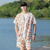 Traje Deportivo Juvenil de Verano 2025 Estilo Hong Kong Camisa de Manga Corta Pantalones Cortos Conjunto Casual de Dos Piezas con Estampado de Moda
