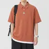 Polo de Manga Corta Falso de Dos Piezas para Hombre Estilo Hong Kong Simple Suelto Verano Color Puro Moderno Casual Estilo Japonés Camiseta de Solapa para Hombre