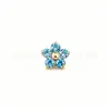ASTMF-13 Aleación de Titanio Dorado Súper Brillante Zircón Redondo Flor de Cinco Pétalos Titanio G23 Rosca Interna Joyería de Pendiente de Zirconia para Perforación