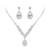Collar y pendientes de borla con forma de gota de agua y diamantes brillantes vintage para mujer, cadena para la clavícula choker de diseño de nicho de lujo ligero