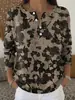 Sudadera con Botones y Cuello en V de Nuevo Estilo Transfronteriza de Manga Larga Otoño e Invierno con Estampado Moda Personalizada Chaqueta Suéter Casual para Mujer