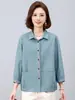 Colección nueva primavera y otoño 2026 estilo mamá para mujeres de mediana edad: Prenda exterior fina de algodón puro, elegante y de alta gama, con cuello de solapa