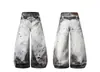 Jeans Estilo Americano com Estampa Digital 3D para Homens e Mulheres Design de Rua com Senso de Moda Calças de Perna Curva Marca Tendência Vibe Calças de Perna Larga Tendência