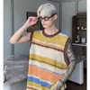 2025 Cores Contrastantes Listrado Americano Colete Solto Sem Mangas Camiseta de Tricô Verão Tendência Marca High Street Nicho Cortado Top
