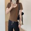 Camiseta Feminina Verão Novo Design Sense Simples Gola U Casual Versátil Slim Fit Emagrecedor Algodão Manga Curta Top Fino